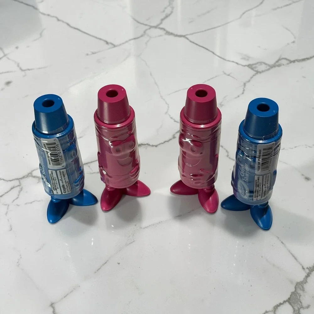 Crayola Crayon Sharpener 4pc Blue Pink Character Shaped Novelty Set